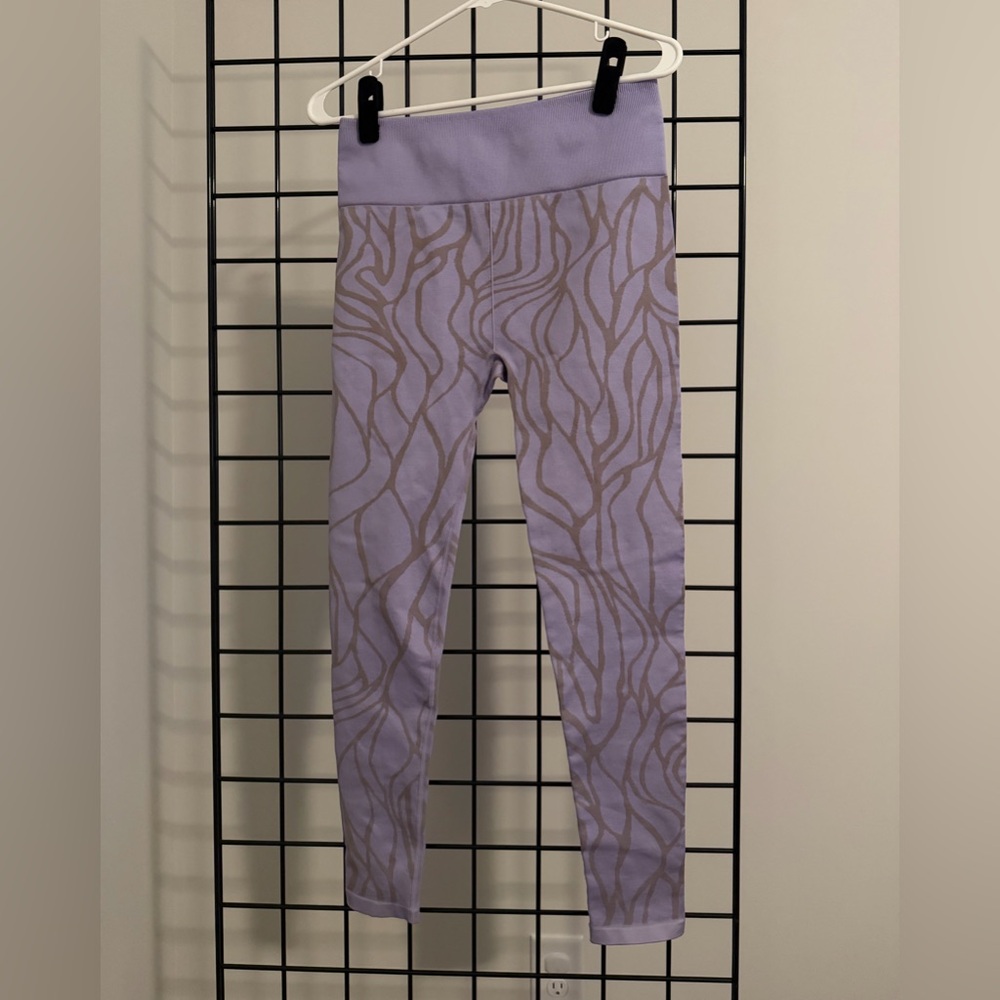 Fabletics Lavender and Brown Patterned Leggings - image 1